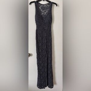 B Darlin Charcoal Lace Maxi Dress
